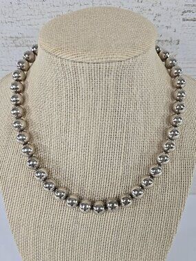 VINTAGE AUTHENTIC TIFFANY & CO Sterling Silver .925 10mm Bead Ball Necklace 16".